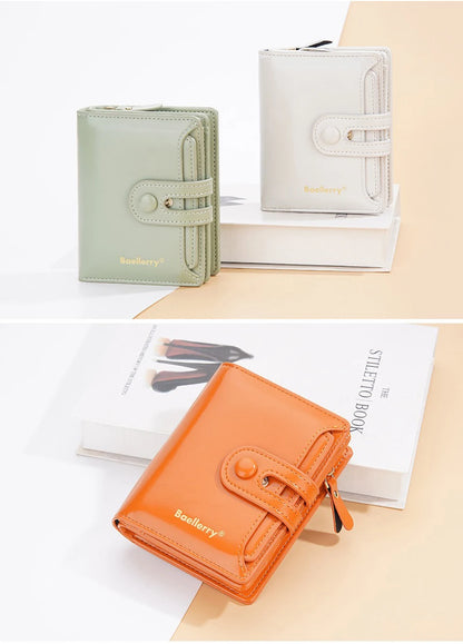 Women's Oiled Waxed Leather Wallet - Buckle Closure, Vertical Zipper Coin Pocket & 6 Card Slots (Heritage Design)