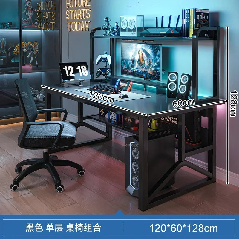 Home Office Table For Pc Gaming Desk Simple Desktop Computer Desks With Bookshelf Furniture Creative Reading Desk Gamer Table X