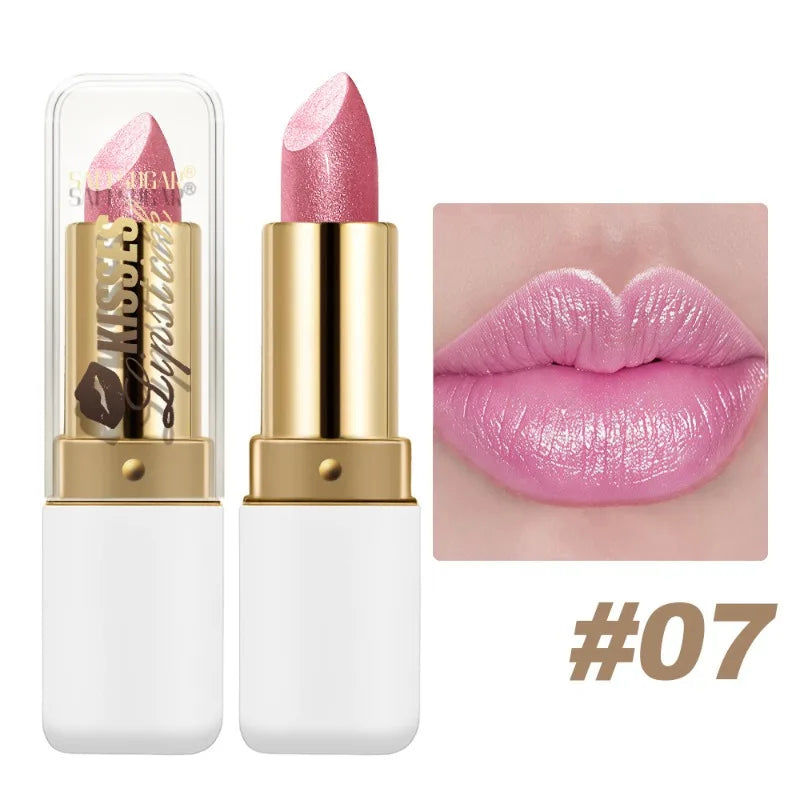 Pearlescent Purple Glitter Velvet Lipstick Waterproof Lasting Fine Shimmer Nourishing Diamond Lipstick Women Makeup...
