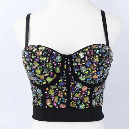 Quality Pearl Tank Tops Rhinestone Women Crop Top Club Clothes Streetwear Y2K Corset Woman Shaper Camis Fashion Feamale Clothing
