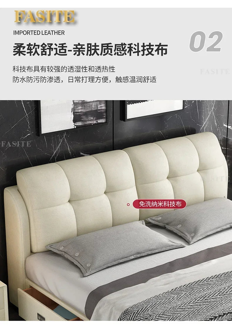 Premium High-quality New Arrival Technology Fabric Bed Small Unit, Master Bedroom, Large Bed, Light Luxury Nordic Fabric Bed