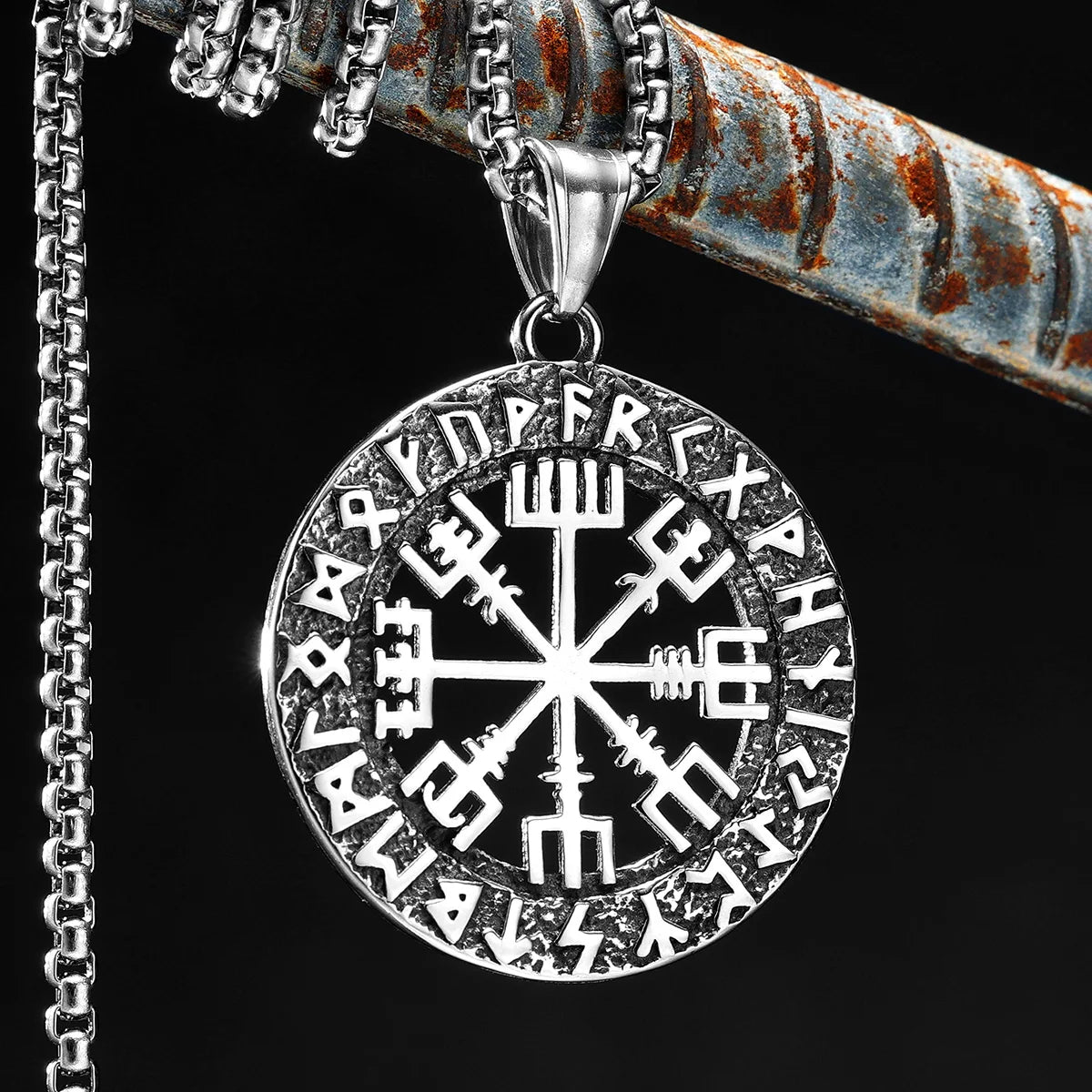 Viking Compass Men Necklaces With Pendant Stainless Steel Jewelry For Male Women Amulets Punk HipHop Accessories Gifts Wholesale