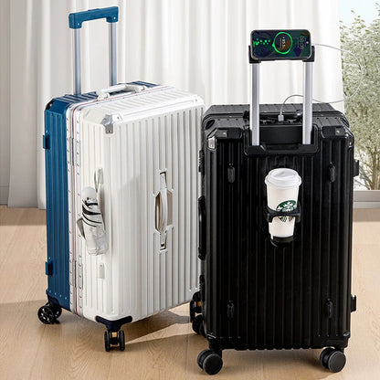 30/32-inch Large Size Luggage Multifunctional Cup Holder and Mobile Phone Holder Aluminium Framed Travel Suitcases Trip Cabin - Kimlud