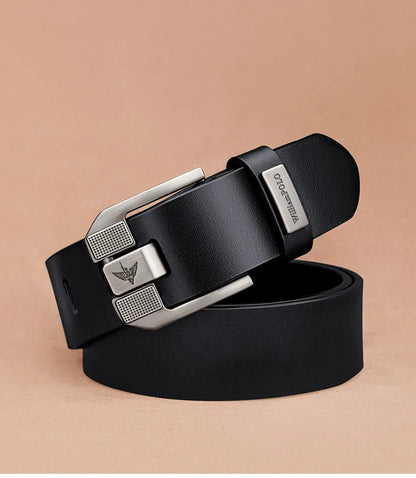 Men's casual belt, fashionable needle buckle cowhide personalized belt, retro style denim belt - Kimlud