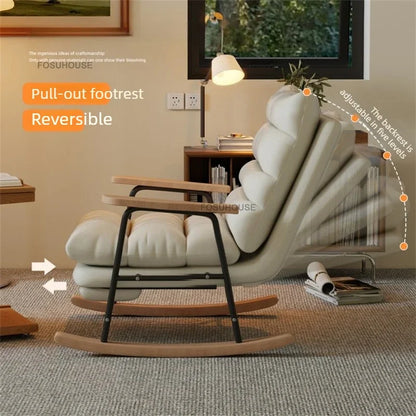 Modern Adjustable Backrest Leisure Living Room Chairs Luxury Rocking Chair for Bedroom Small Apartment Armchair Home Furniture - Kimlud