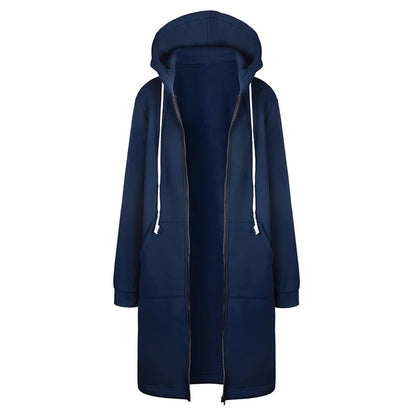 2025 Women's Autumn Winter ThickenHoodies Parkas Loose Hooded Jackets Zipper Pocket Maxi Size Sweatshirt Sports Dresses...