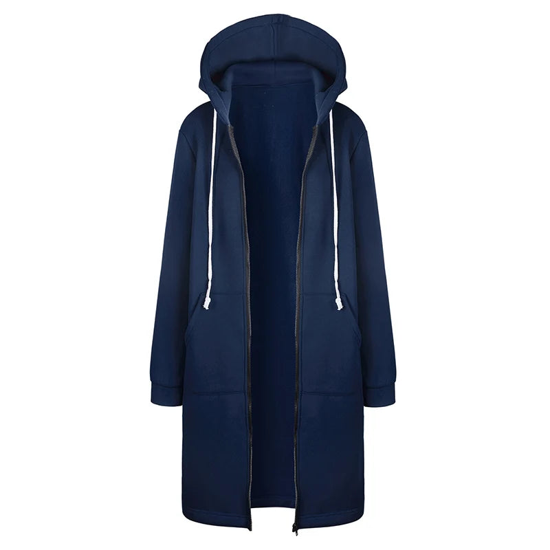 2025 Women's Autumn Winter ThickenHoodies Parkas Loose Hooded Jackets Zipper Pocket Maxi Size Sweatshirt Sports Dresses...