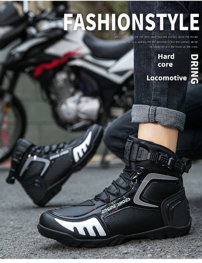 Men Mountain Riding Shoe Outdoor Buckle Casual Shoes Couple's Style Women High Top Motorcycle Shoes Fashionable Motorcycle Shoes - Kimlud
