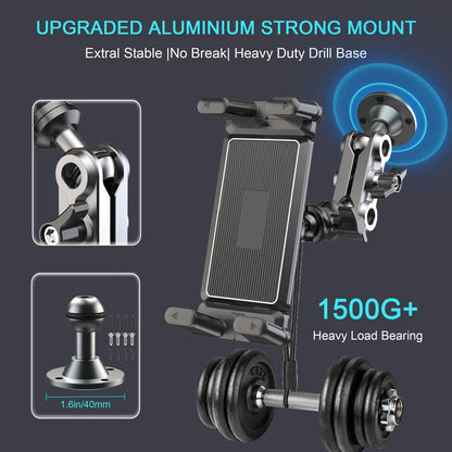 Heavy Duty Tablet Holder Wear Resist Aluminum Drill Base Phone Rack 360 Degree Rotable Car Dashboard Phone Mount for Home Office