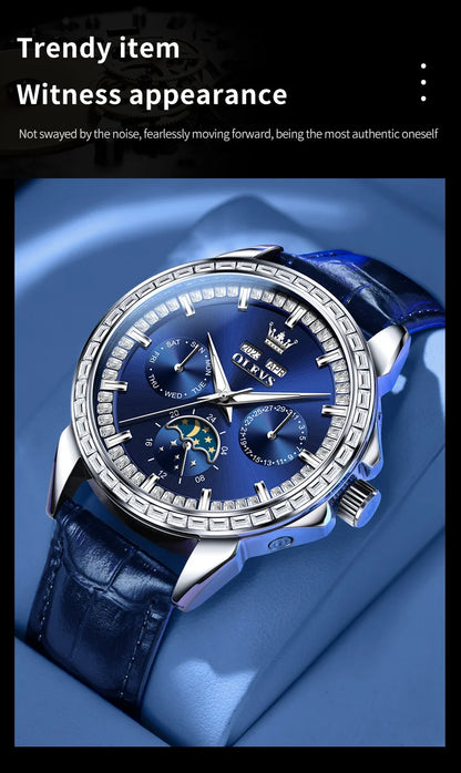 OLEVS 6695 Luxury Man Watch Original Brand Diamond Bezel Moon Phase Waterproof Glow Automatic Mechanical Wrist Watches...