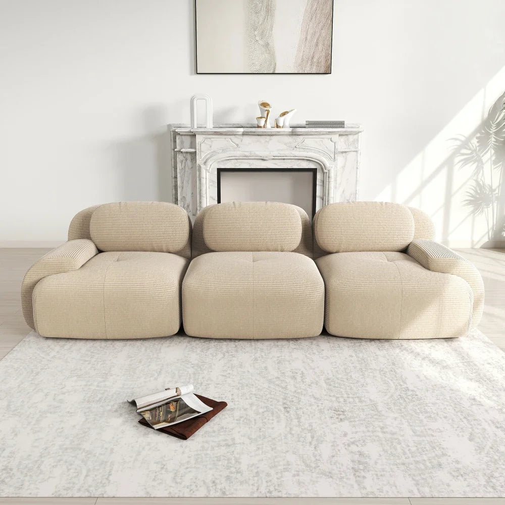 3-seater Sofa in Premium Cordsamt, Non-slip, Ergonomic Armrests and Highly Elastic Upholstery for Living Room and Bedroom, Green - Kimlud
