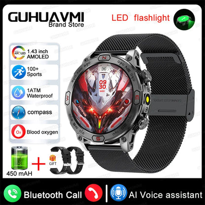 2025 New Outdoor Military GPS Smart Watch Men 466*466 HD AMOLED Full Touch Screen Bluetooth Call IP68 Waterproof Smartwatches