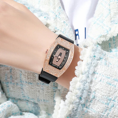 New Fashion Women Crystal Tonneau Watches For Woman Silicone Jelly Quartz Watch Students Gifts Reloj Mujer Ladies Wrist Watches