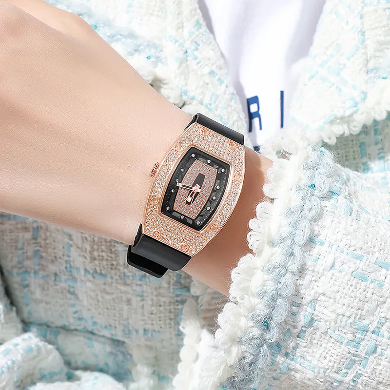 New Fashion Women Crystal Tonneau Watches For Woman Silicone Jelly Quartz Watch Students Gifts Reloj Mujer Ladies Wrist Watches