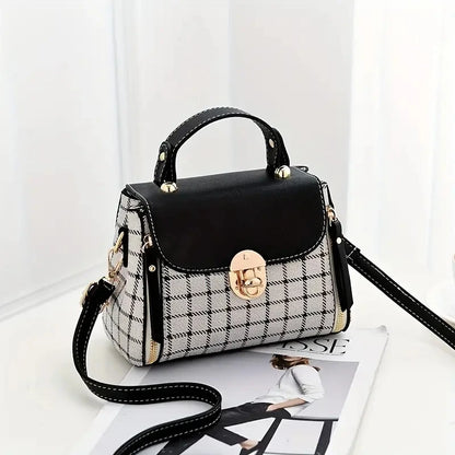Women Trendy Flap Shoulder Bag PU Leather Crossbody Bag Simple Plaid Designer Messenger Bag Small Purse and Handbags Pouch