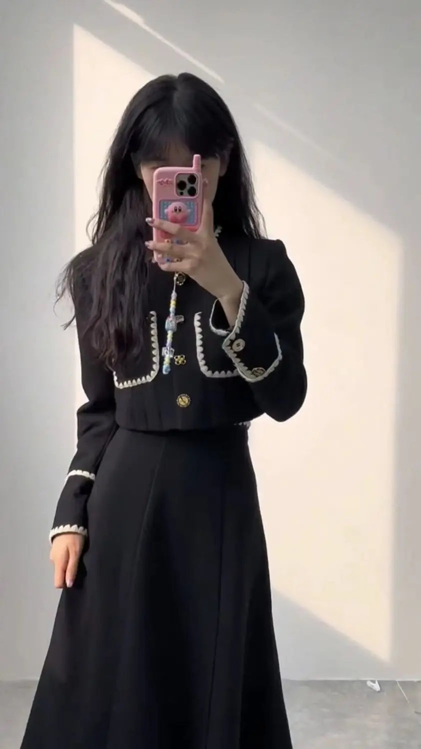 Autumn The Latest Elegant Coat Skirt Two-piece Set Mainland China Conjunto Femenino Roupa Elegante 2 Piece Blazer and Skirt