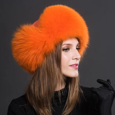 Women Natural Raccoon Fur Caps Ushanka Hats for Winter Thick Warm Ears Fashion Bomber Pom Pom Hat Lady Real Fox Fur Cap Pompon