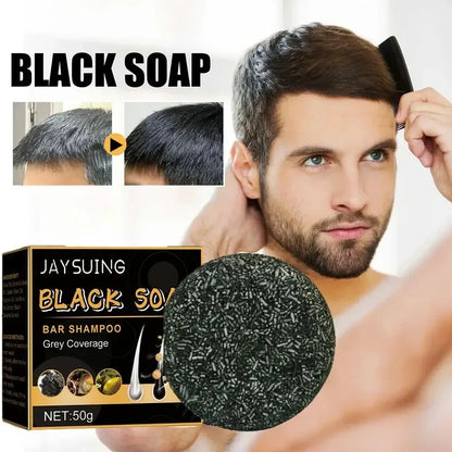 Polygonum Multiflorum Black Hair Soap Darkening Shampoo Bar Repair Gray White Color Dye Face Hair Body Shampoo For Man Women