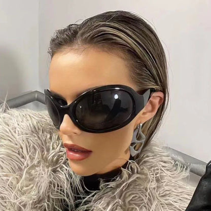 Fashion Luxury Brand Oversized Oval Y2K Punk Sunglasses Men Women Trend Hip Hop Personality Outdoors Driving Sunglasses UV400 - Kimlud