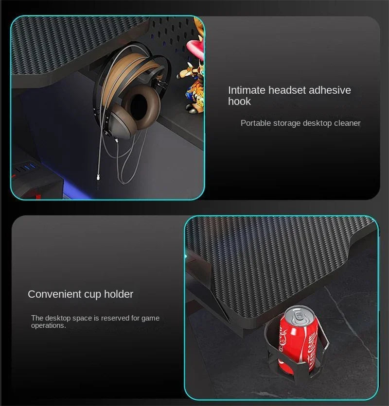 Light Luxury Gaming Table Carbon Fiber Computer Desks and Chair Set European Office Furniture Home Iron Bedroom Writing Table GL