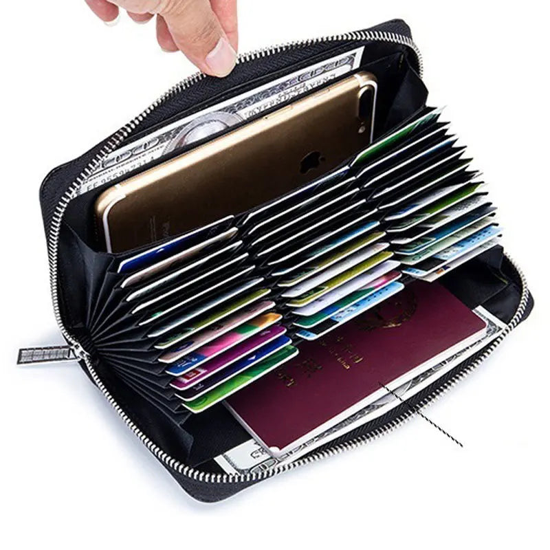 Women RFID Blocking Wallet Genuine Leather Anti Theft 36 Card Holders Women Wallets With Phone Case Clutch Bags Coin...