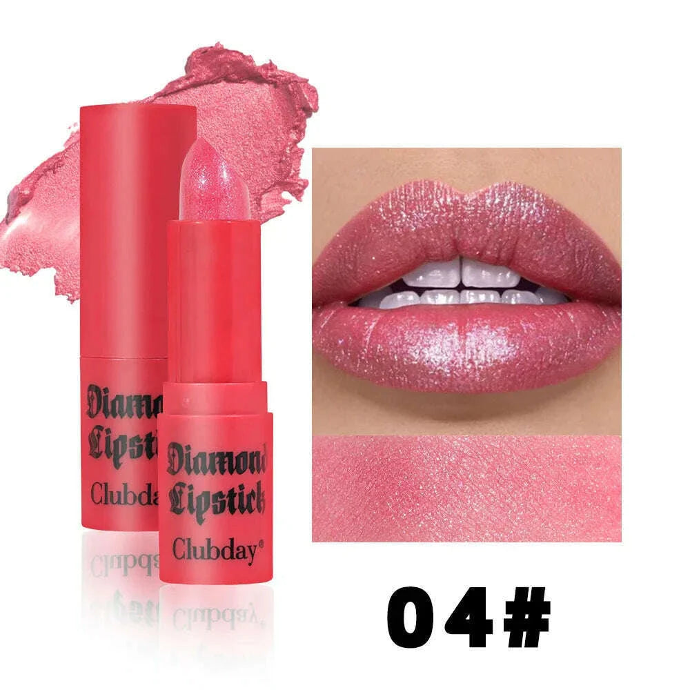 8 Colors Waterproof Diamond Glitter Lipstick Long Lasting Moisturizing Shiny Pearlescent Nude Red Lipsticks Lips Makeup Cosmetic