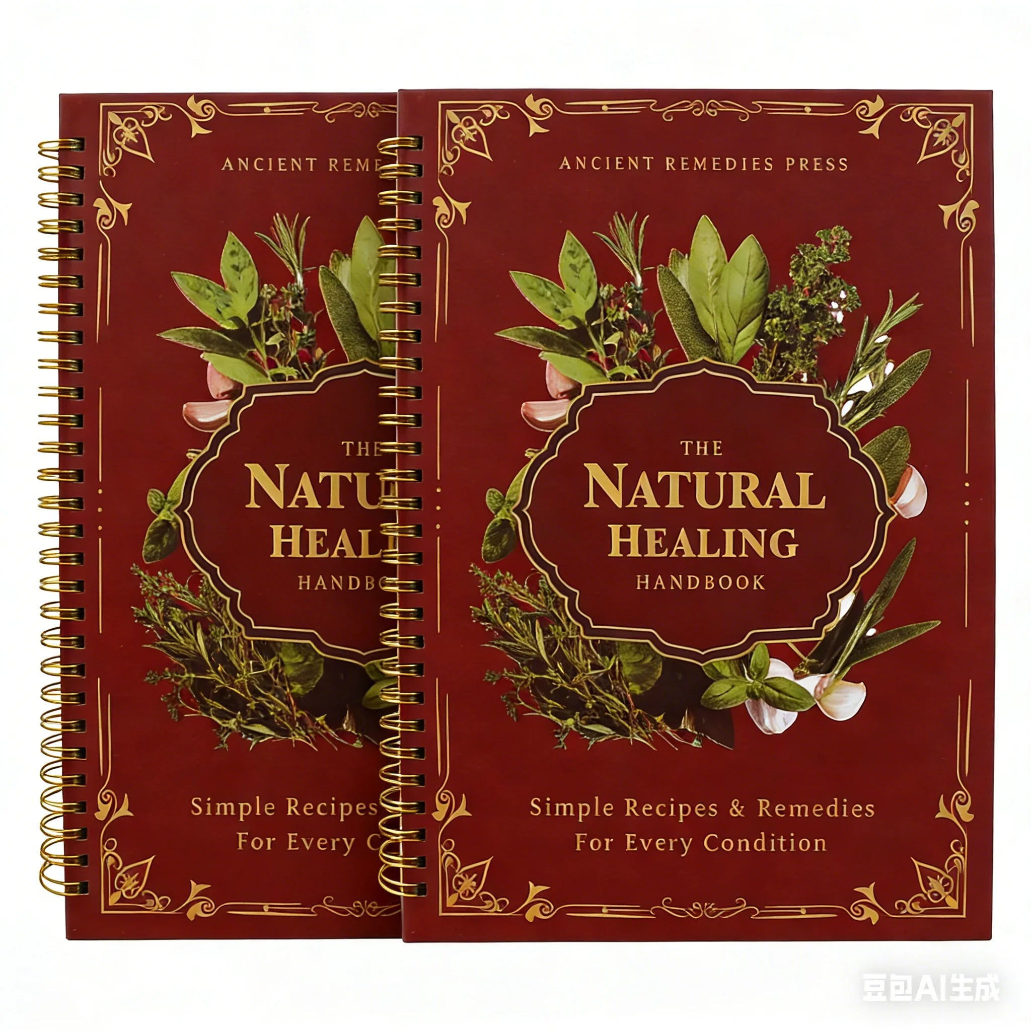 Natural Healing Handbook Spiral Bound Guide With Herbal Remedies And Recipes For Heart Health Blood Sugar Focus Boost 25x17.6cm