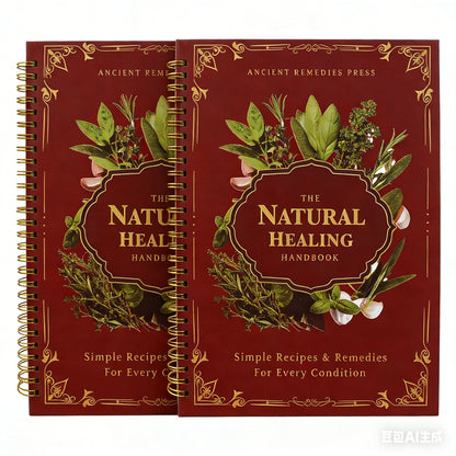 Natural Healing Handbook Spiral Bound Guide With Herbal Remedies And Recipes For Heart Health Blood Sugar Focus Boost 25x17.6cm