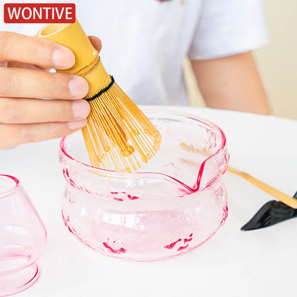 Pink and Purple Glass Matcha Matcha Bowl Heat-resistant Kung Fu Tea Set Accessories Ceremonial Matchas Mixing Bowl Kitchen tools