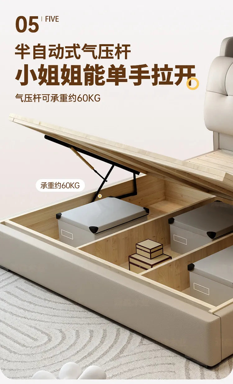 Double 1.8m Beds Storage Headboard Upholstery Minimalist Drawers Beds Frames Multifunctional Muebles Para El Hogar Furniture