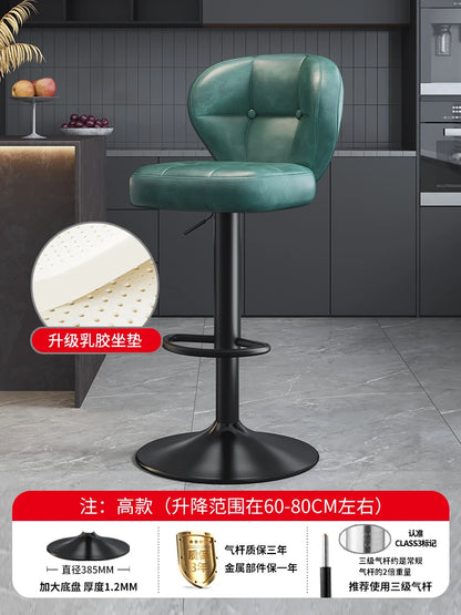 Leather Luxury Designer Bar Stools Minimalist Nordic Counter Gaming Bar Chairs With Back Comfortable Cadeira Trendy Furniture - Kimlud