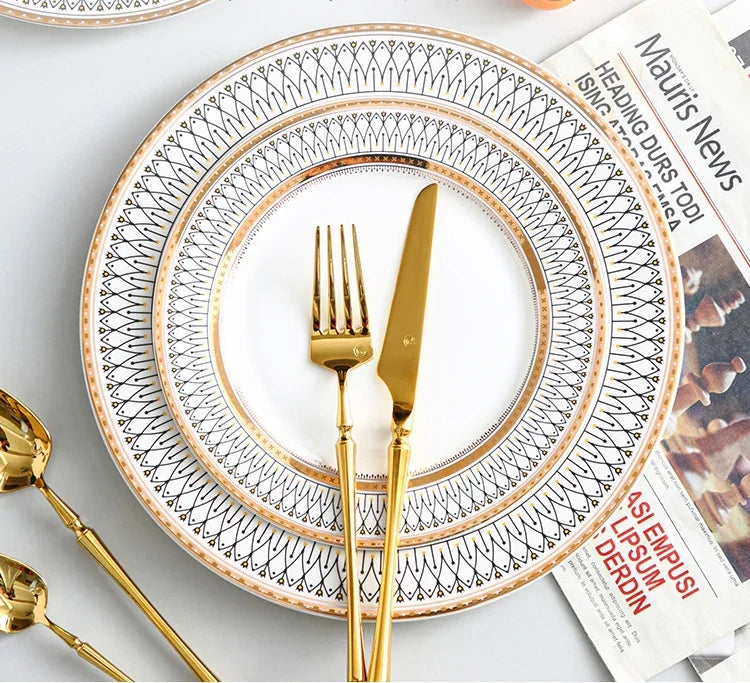 European style ceramic desserts, salad plates, restaurants, light luxury dishes, kitchen utensils - Kimlud