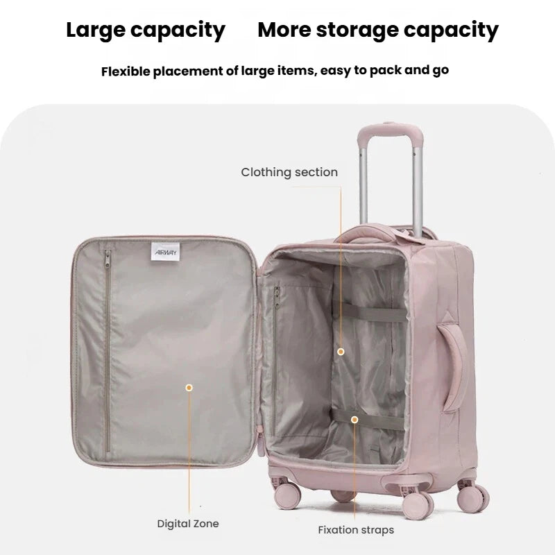 Waterproof Oxford cloth ultra light luggage box with swivel wheels 20/24/26 inches, high aesthetic zipper travel case - Kimlud