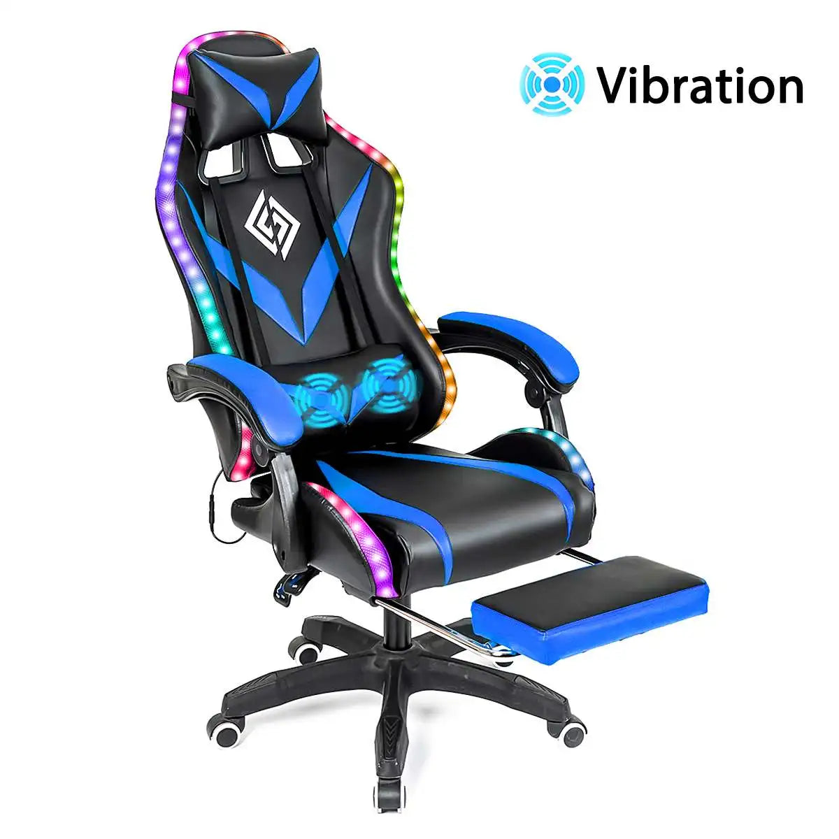 135 Degrees Gaming Chair RGB Light Office Chair Bluetooth Speaker Gamer Computer Chair Ergonomic Swivel 2 Point Massage Recliner