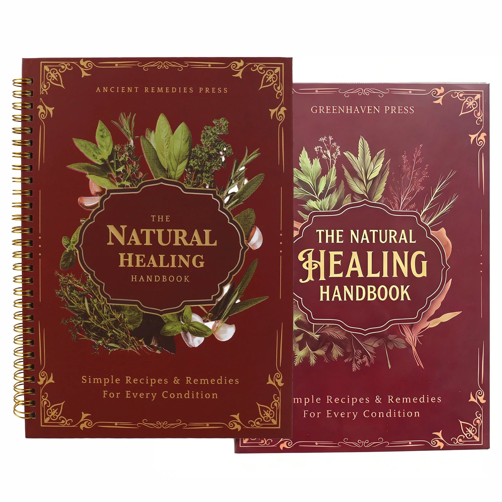 Natural Healing Handbook Spiral Bound Guide With Herbal Remedies And Recipes For Heart Health Blood Sugar Focus Boost 25x17.6cm