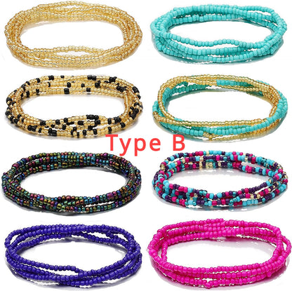 8PCS African Waist Beads for Women Teen Girls Elastic Layered Belly Bead Body Chain Waist Beads Pack Colorful Waist Jewelry - Kimlud