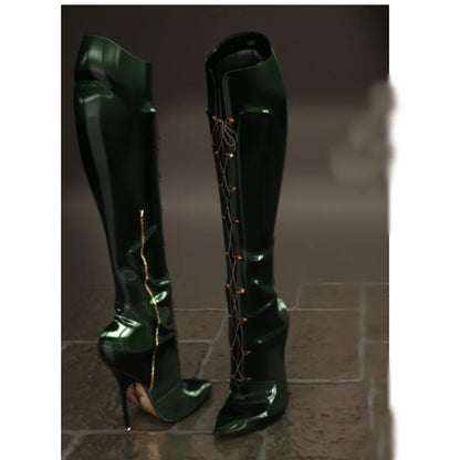Blue Zipper Knee High Boots Thin High Heel Peep Toe Fashionable Sexy Cool 2025 Summer Big Size Woman Shoes Zapatillas Mujer