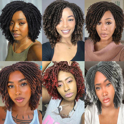 Ombre Short Dreadlock Wigs Blonde Grey Purple 27 30 350 Bug 12 Colors Wig Curly Synthetic Twist Faux Locs Wig Dreads...