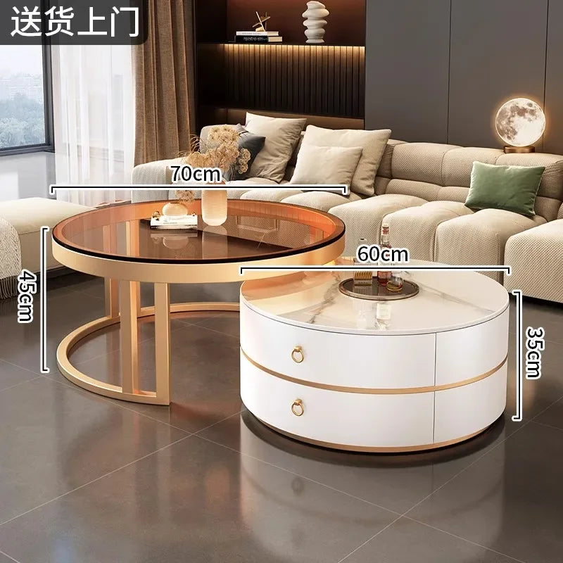 Glam Nordic Coffee Tables Round Simple Luxury Metal Coffee Tables Design Modern Muebles Para El Hogar Living Room Furniture - Kimlud