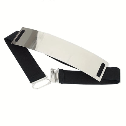 Punk-Elegant Metallic Glossy Wide Belt Waistband - Perfect for Y2K Dresses & Girdles! | Kimlud Mid Range Dress