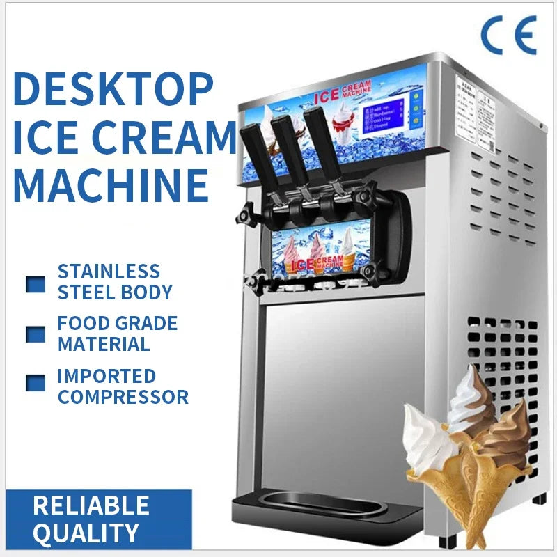 ZM-168 Three Flavors Ice Cream Machine Commercial Soft Ice Cream Maker Small Three-color Ice Cream Machine | Kimlud...