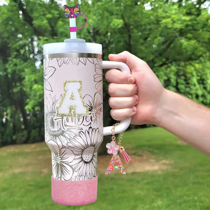 Accessories for Stanley Cup 40oz 30oz Letter Charms for Handle Silicone Boot,Straw Cover Topper & Sticker Charms