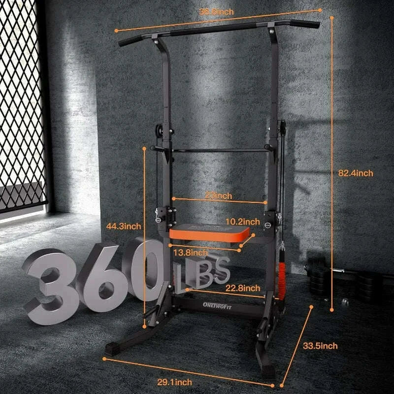 Power Tower Pull Up Bar Station Assistive Trainer, Multi-Function Adjustable Height Dip Station for