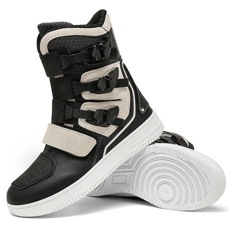 New Retro Cruise Motorcycle Boots Men Travel Leisure Adjust High top Shoes Windproof Off-Road rally Protective Moto Boots
