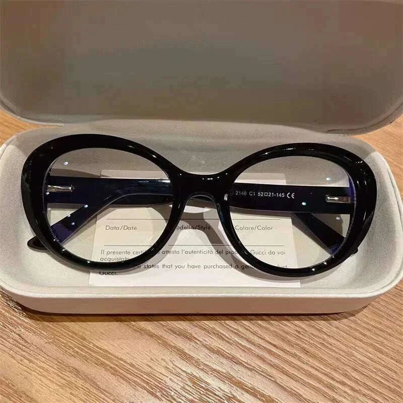 CLLOIO New Fashion Oval Transparent Frame For Women Anti Blue Light Reading Glasses Myopia Customizable Prescription Eyeglasses
