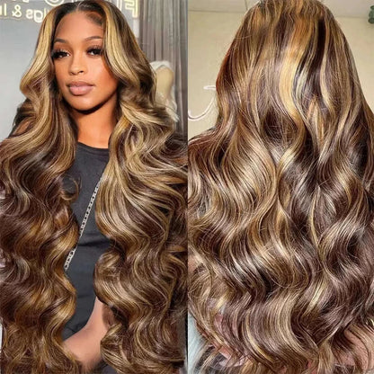 Highlight 200 density lace front wig human hair Body wave 30 inch colored wigs Brazilian 13x6 hd lace frontal wig for women