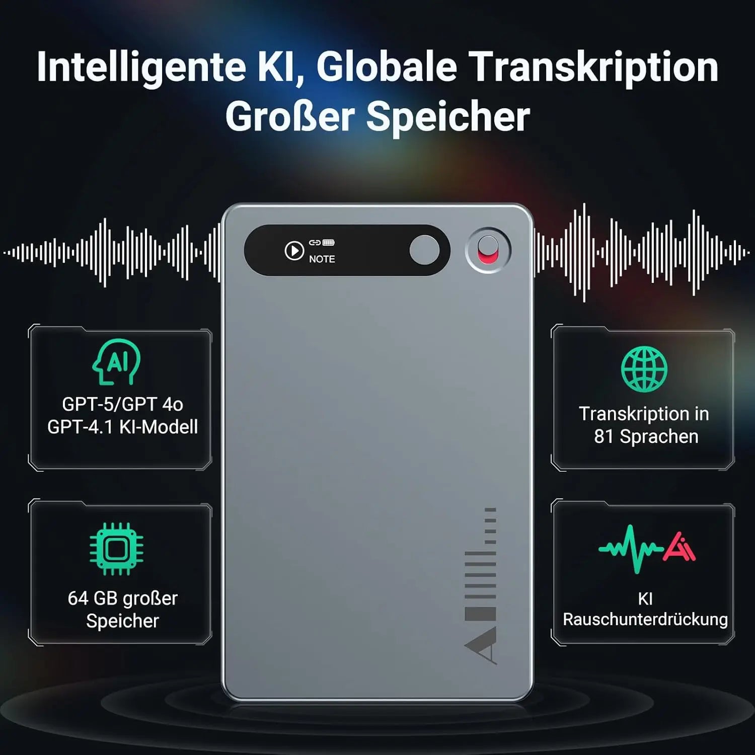 MECHEN 64GB AI Voice Recorder for Conference & Call 81 Languages Transcription & AI Summary, App Control, Unlimited Cloud, with