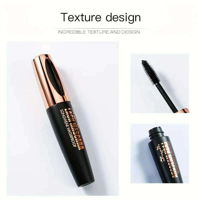 4D Lash Mascara Black Eye Lashes Waterproof & Smudge-Proof Long-Lasting No Flaking Natural No Clumping, All Day Exquisitely Full