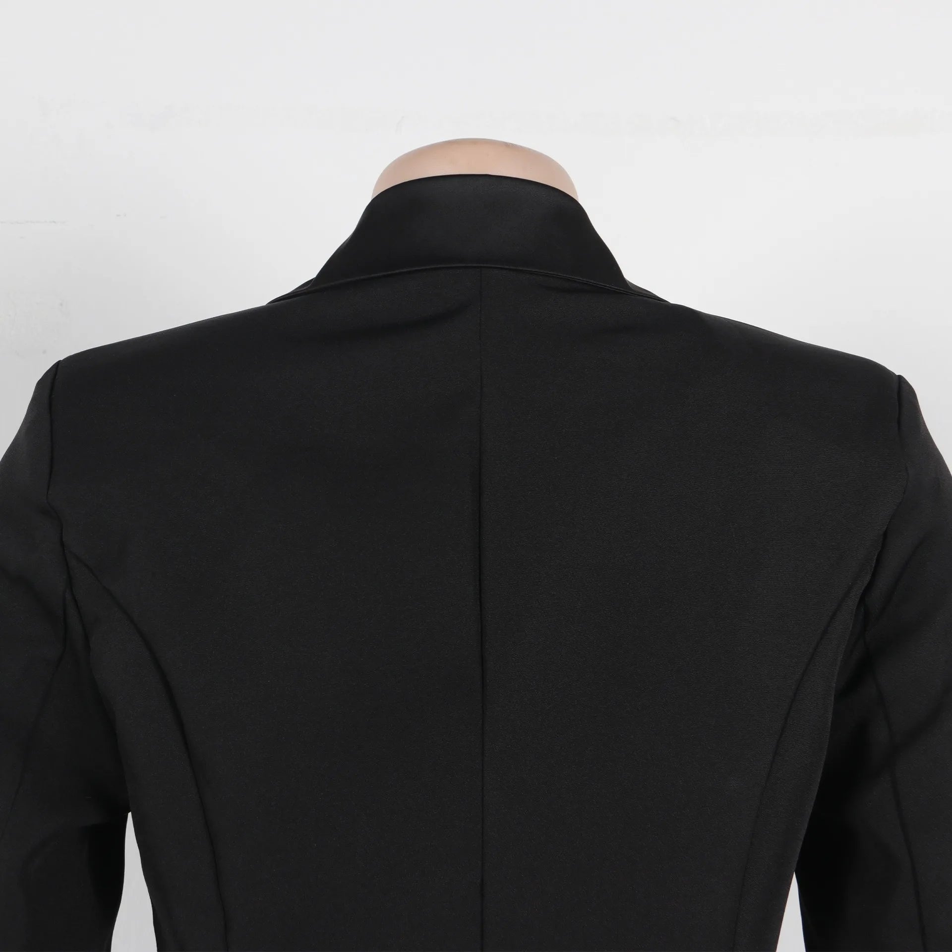 Elegant Black Long Dress with Notched Double Breasted Design Slim Fit Suitable for Formal Occasions Evening Outings Outerwear