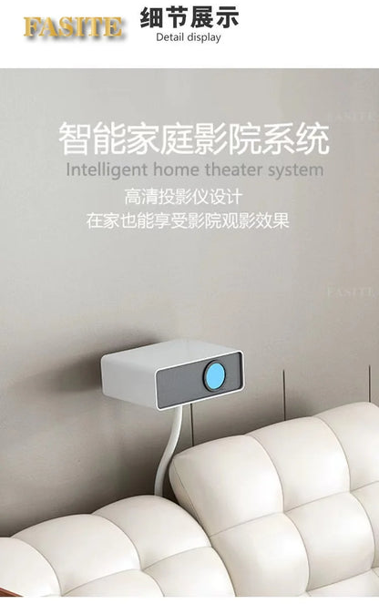 Genuine Leather Tech Smart  Multifunctional Beds Massage Modern Luxury Camas Upholstered With Bluetooth Speaker,Air Cleaner